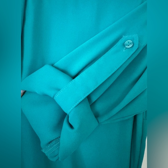 Express Small Teal Button-Up Shirt Dress - Picture 4 of 7